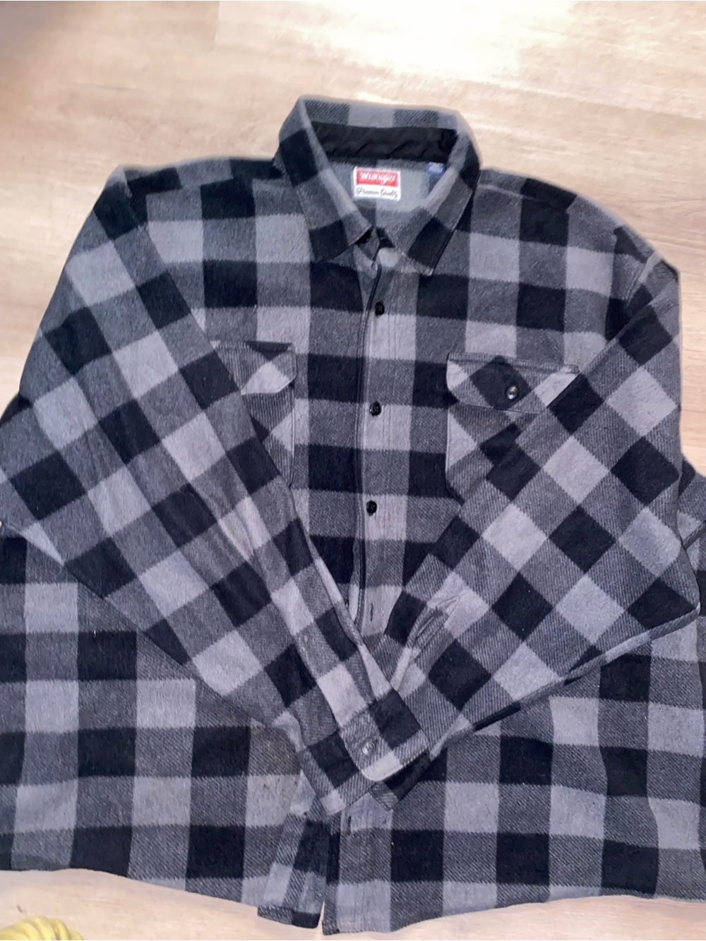 Wrangler Black and Gray Buffalo Plaid Button-Up Sweater